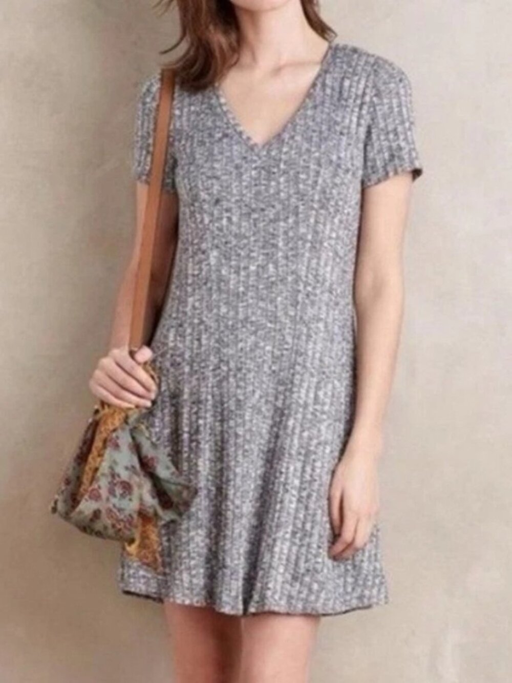 NWT Anthropologie Dolan Left Coast Collection Ribbed Flare Stretch Knit Dress XS